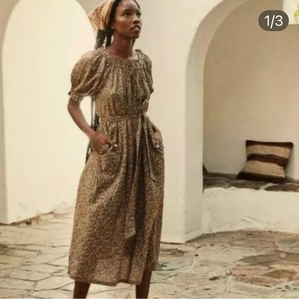 Doen Safflower Dress in Yellow Laurel Canyon Rose print